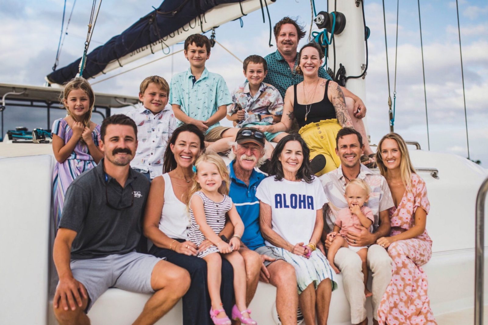 family photo on boat